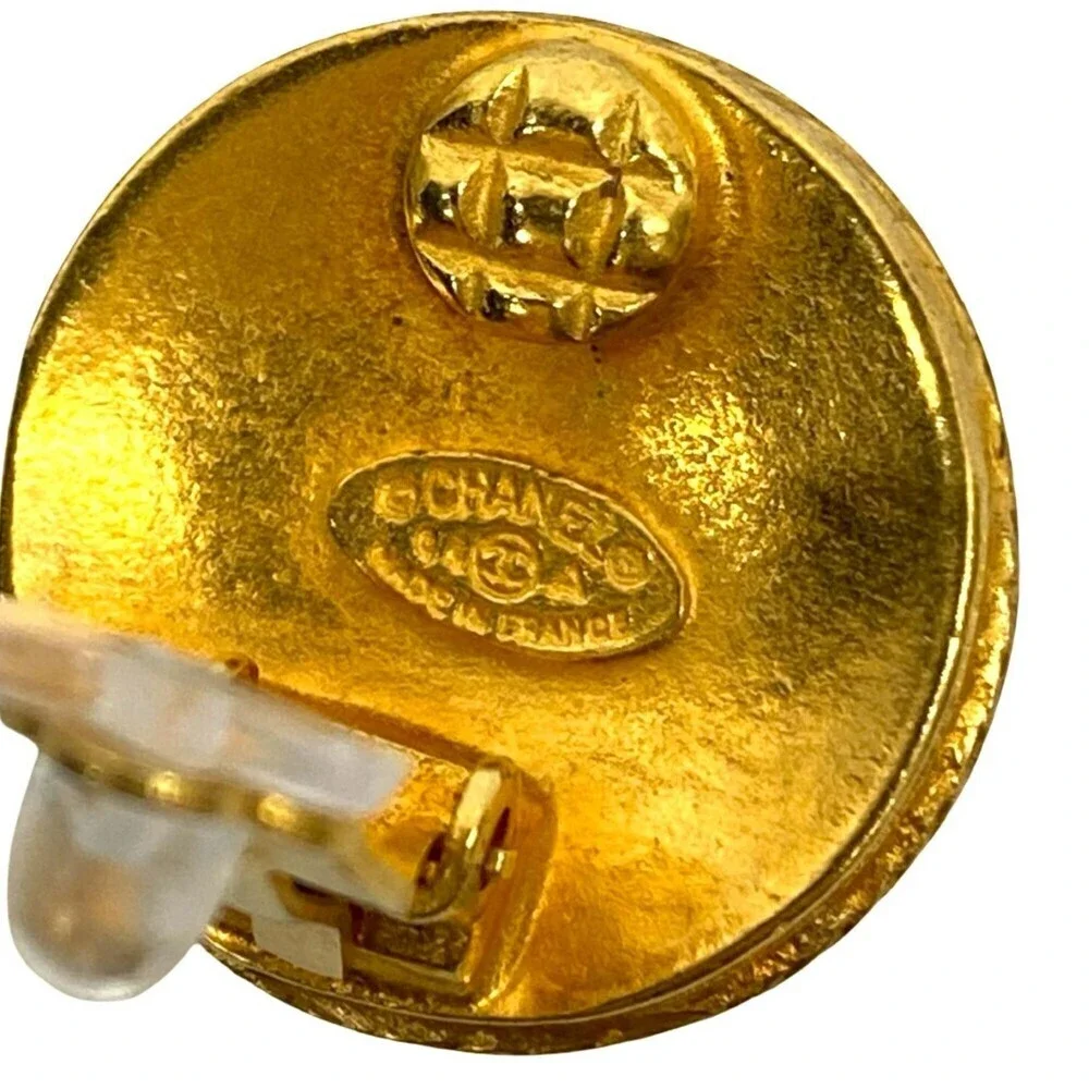 CHANEL Gold Logo Earrings